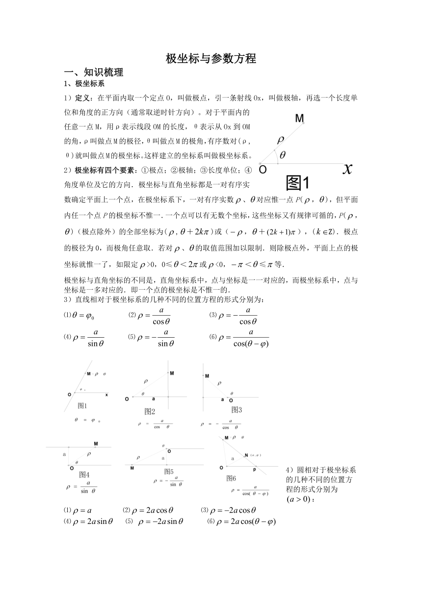 2022届高三数学一轮复习-极坐标与参数方程讲义（Word无答案）