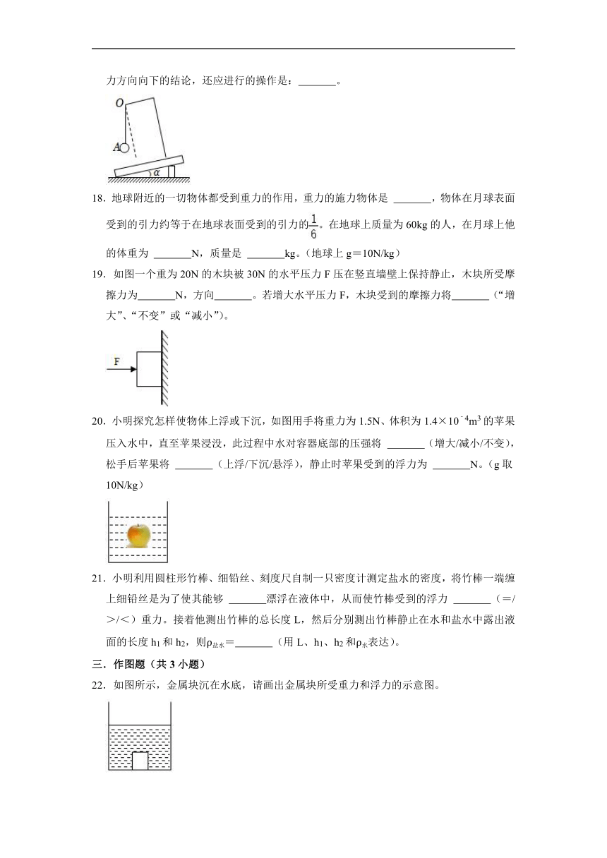 江苏省东台市2021-2022学年八年级下学期期末考试模拟物理卷（Word版无答案）