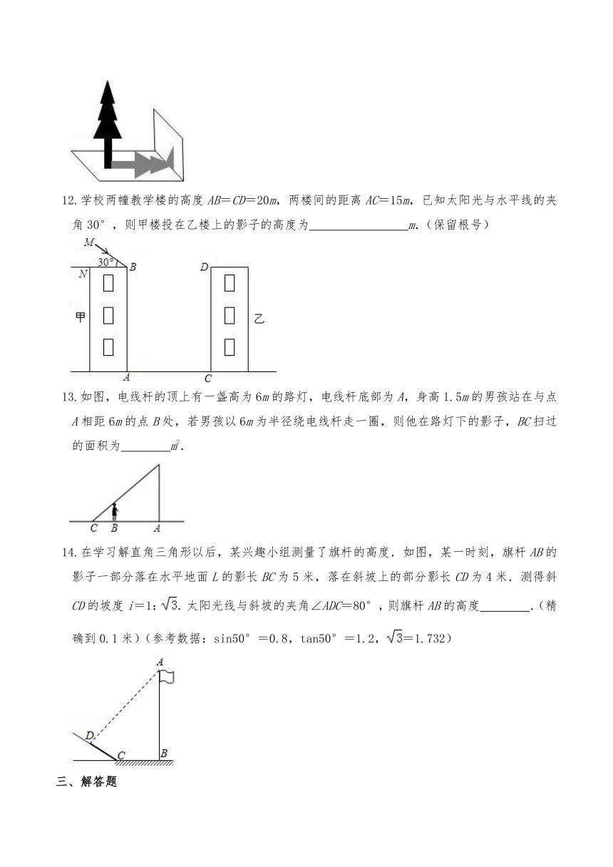 沪科版九年级数学下册试题  25.1投影 一课一练（含答案）