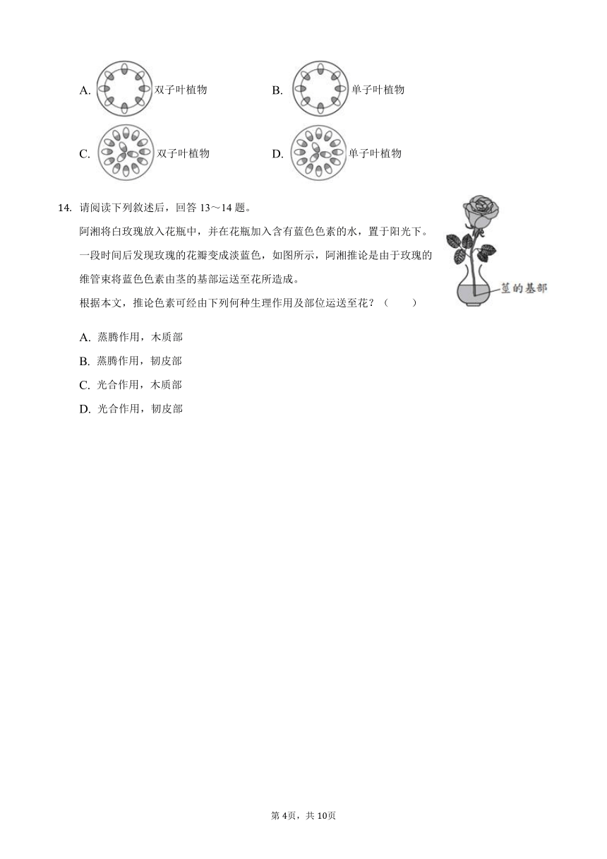 2021年台湾省中考生物真题（word版，含解析）