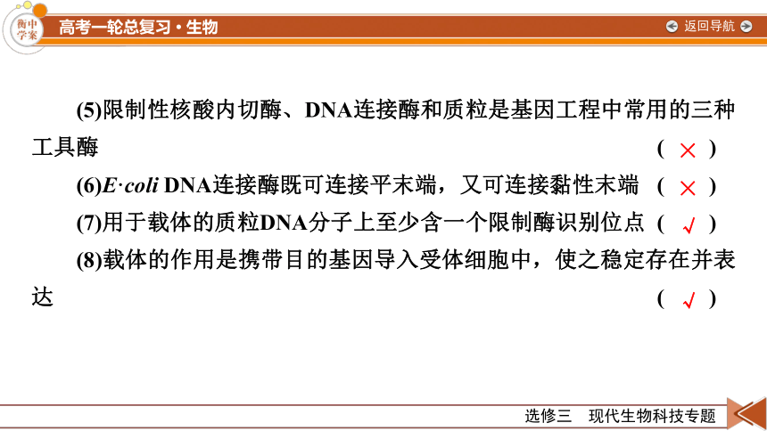 【备考2022一轮复习】选修3 第1讲 基因工程（共109张PPT）