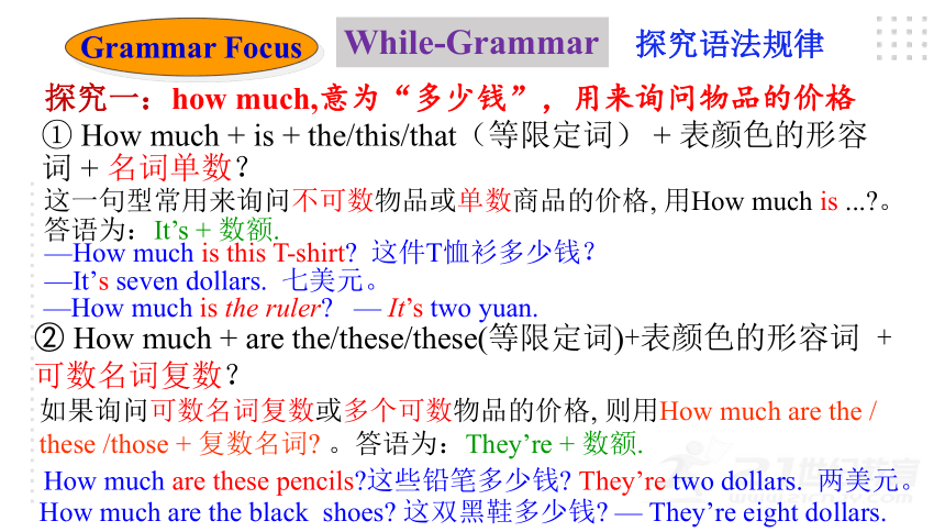 (新课标) Unit 7 How much are these socks Section A Grammar focus-3c 语法课优质课课件(共34张)