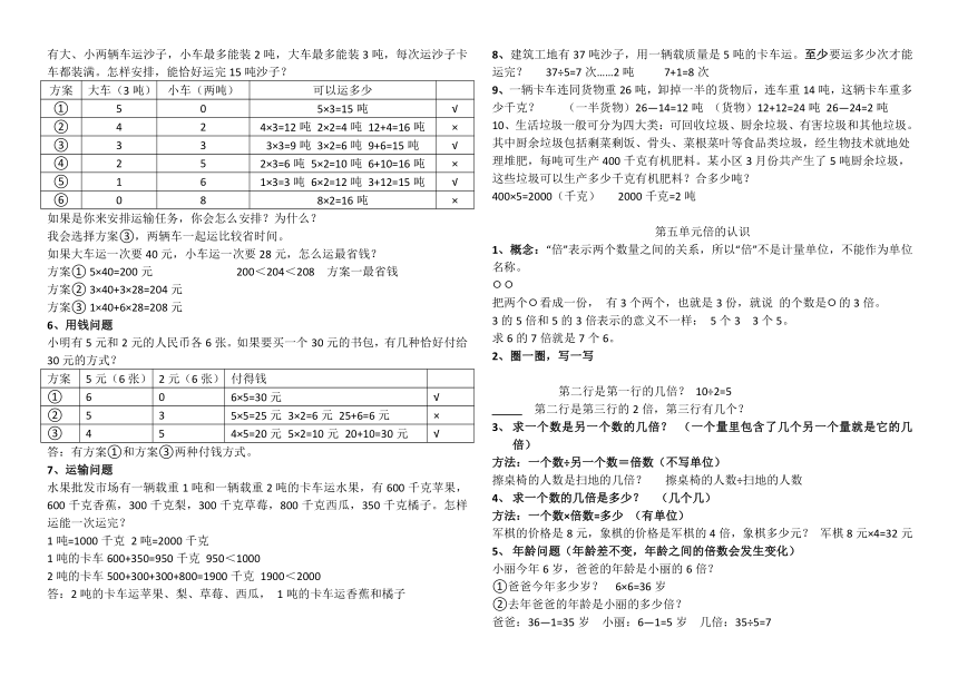 小学数学三年级上人教版期末复习资料