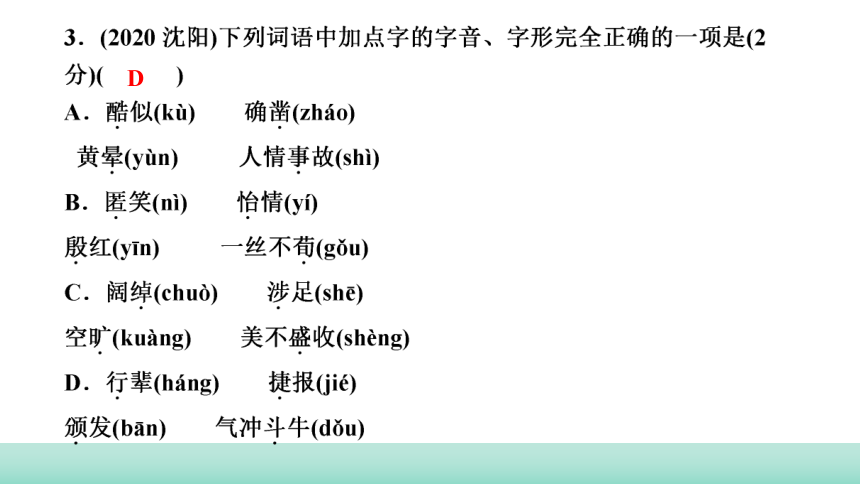 2021年辽宁中考语文二轮复习 知识提升专训：专题一　书写、字音、字形 课件（48张PPT）