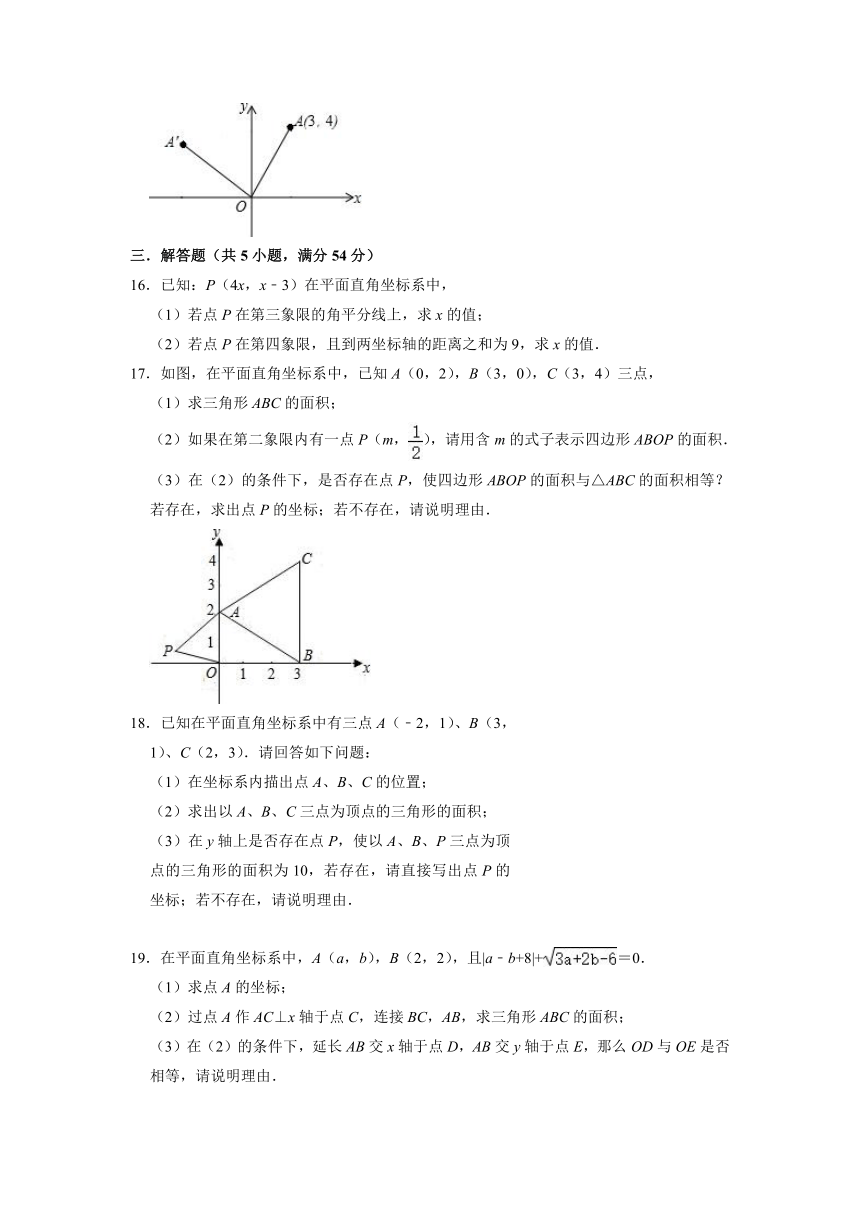 2021-2022学年浙教版八年级数学上册第4章图形与坐标  单元达标测评（word版含答案）