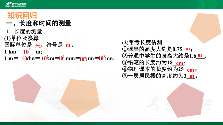 人教版初中物理中考复习专题系列讲——专题1 机械运动(共33页ppt）