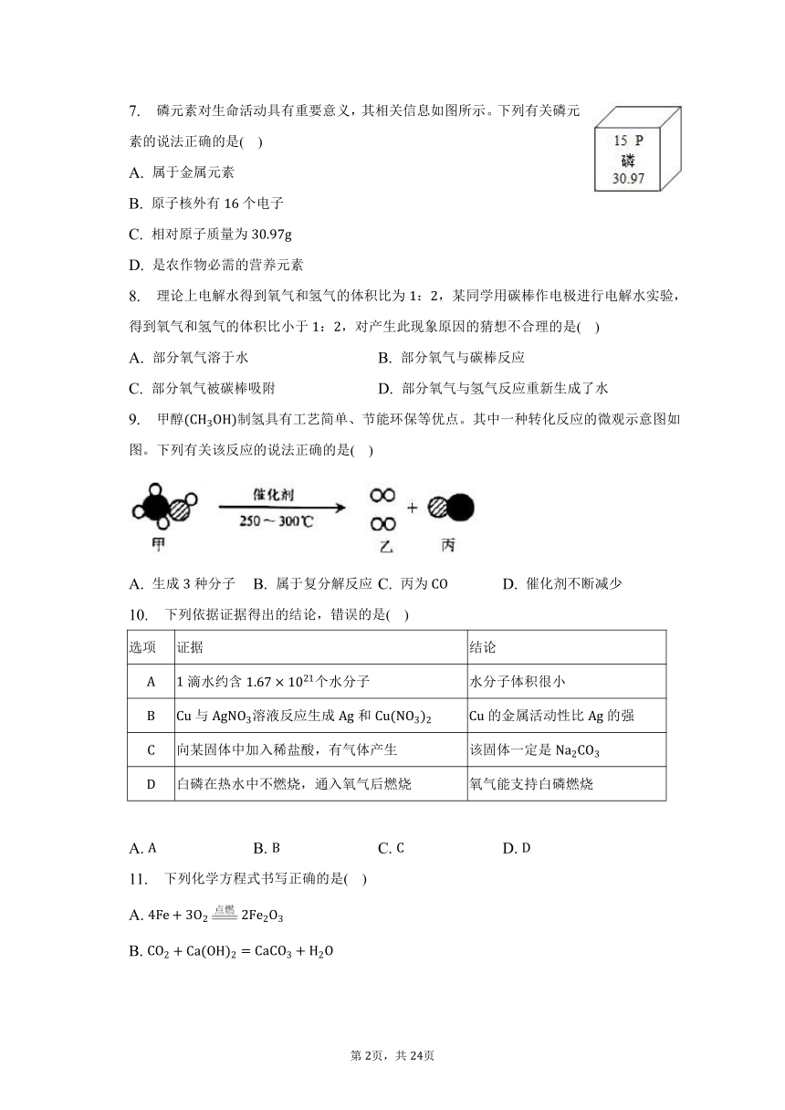 2023年湖南省怀化市重点中学中考化学一模试卷（含解析）