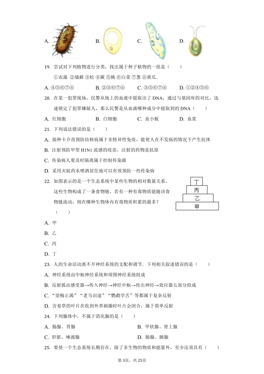 2021-2022学年安徽省蚌埠市第一实验学校八年级（下）期中生物试卷（word版含解析）