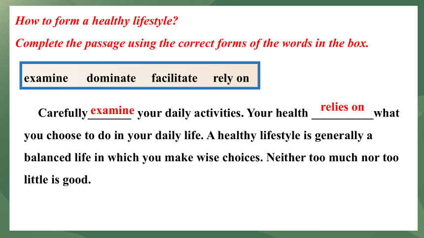 人教版（2019）选择性必修 第三册Unit 2 Healthy Lifestyle Learning about Language课件(26张ppt)