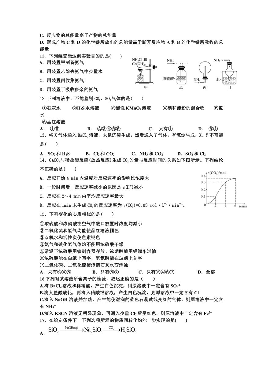 黑龙江省双鸭山一高2020-2021学年高一下学期期中考试化学试卷 Word版含答案