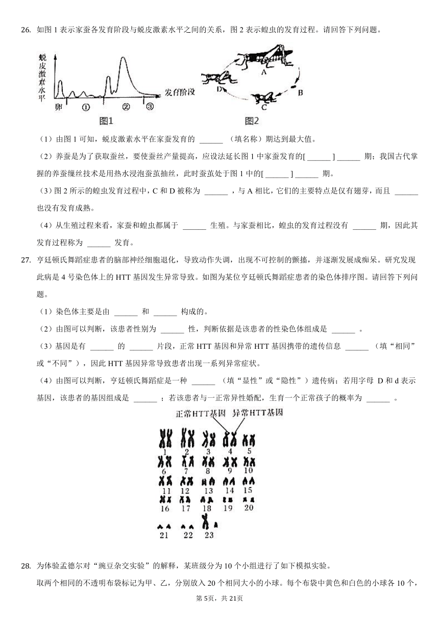 2020-2021学年河南省郑州市八年级（下）期末生物试卷（word版，含解析）