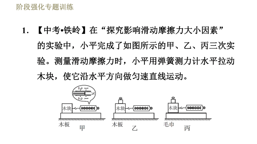 鲁科版八年级下册物理习题课件 第6章 阶段强化专题训练（二）  专训4  摩擦力的探究（20张）