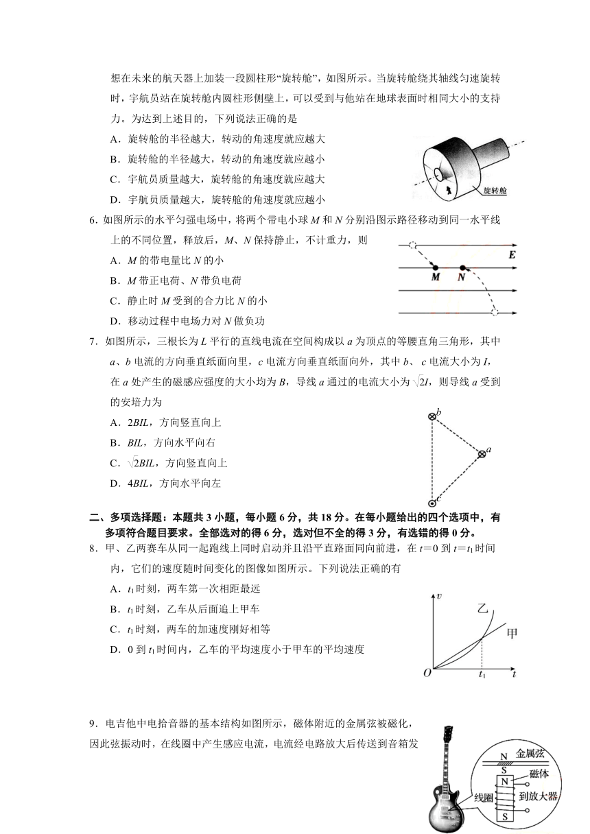 广东省广州市天河区普通高中2022届高三毕业班综合测试（一模）物理试题（Word版含答案）