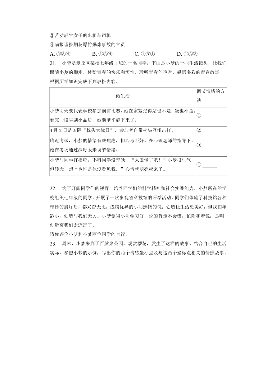山东省济南市章丘区 2022-2023学年七年级下学期期中道德与法治试卷（含解析）