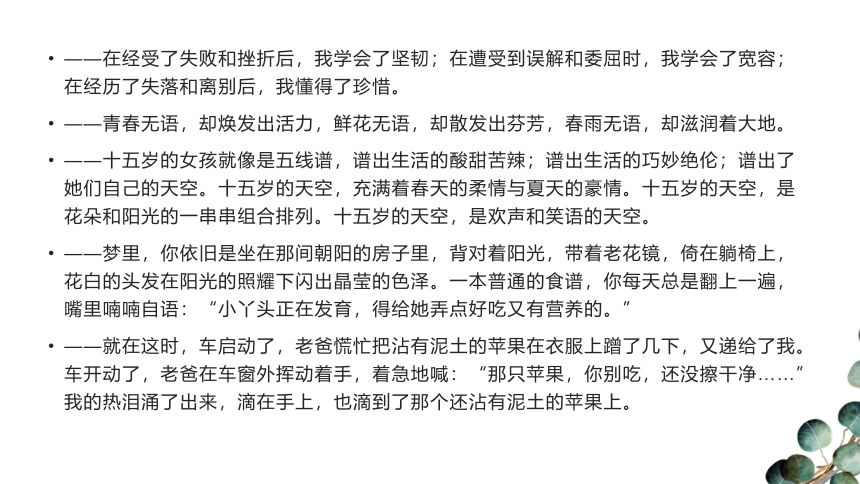 2021年中考作文精彩开头结尾集锦-人物篇-2021年中考作文素材积累 （共25张ppt）