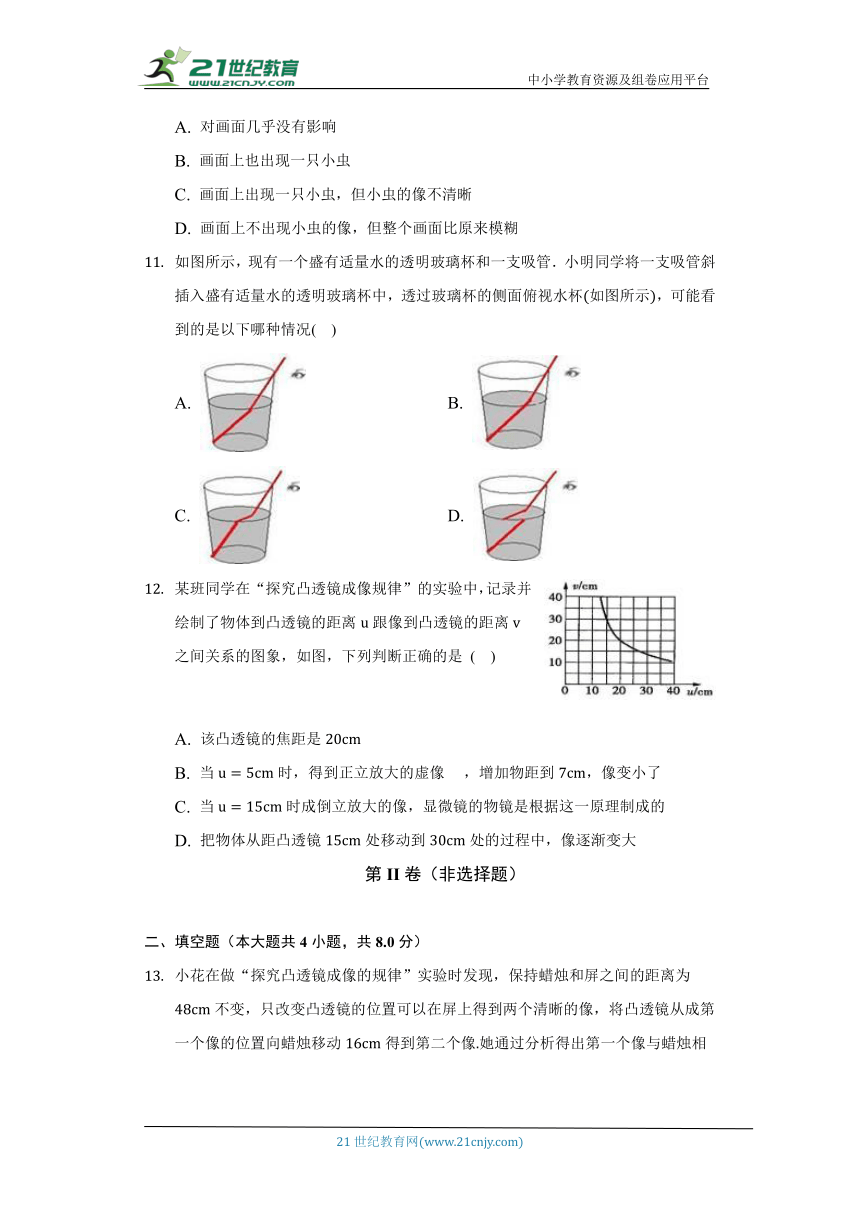 苏科版初中物理八年级上册第四章《光的折射  透镜》单元测试卷（困难）（含答案解析）