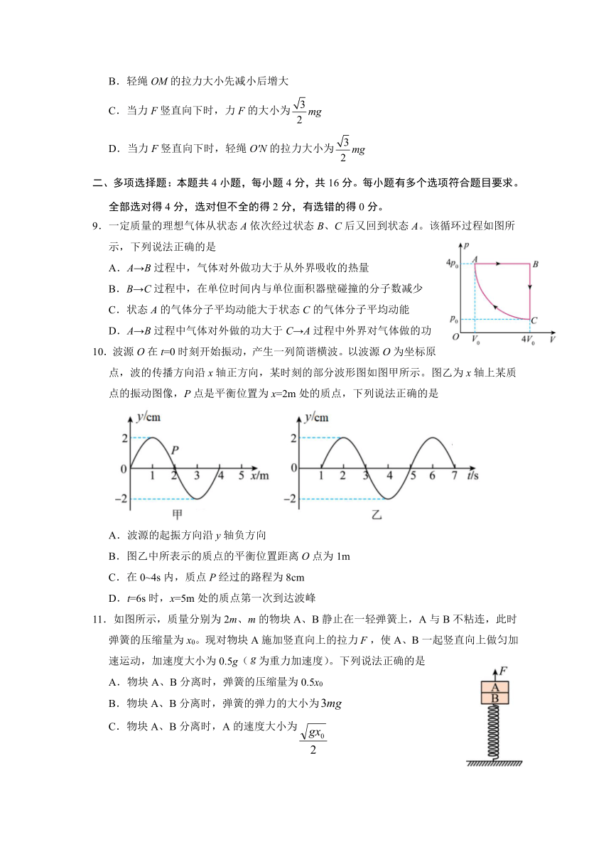 2023届山东省济宁市高三下学期4月高考模拟考试物理试题（含答案）