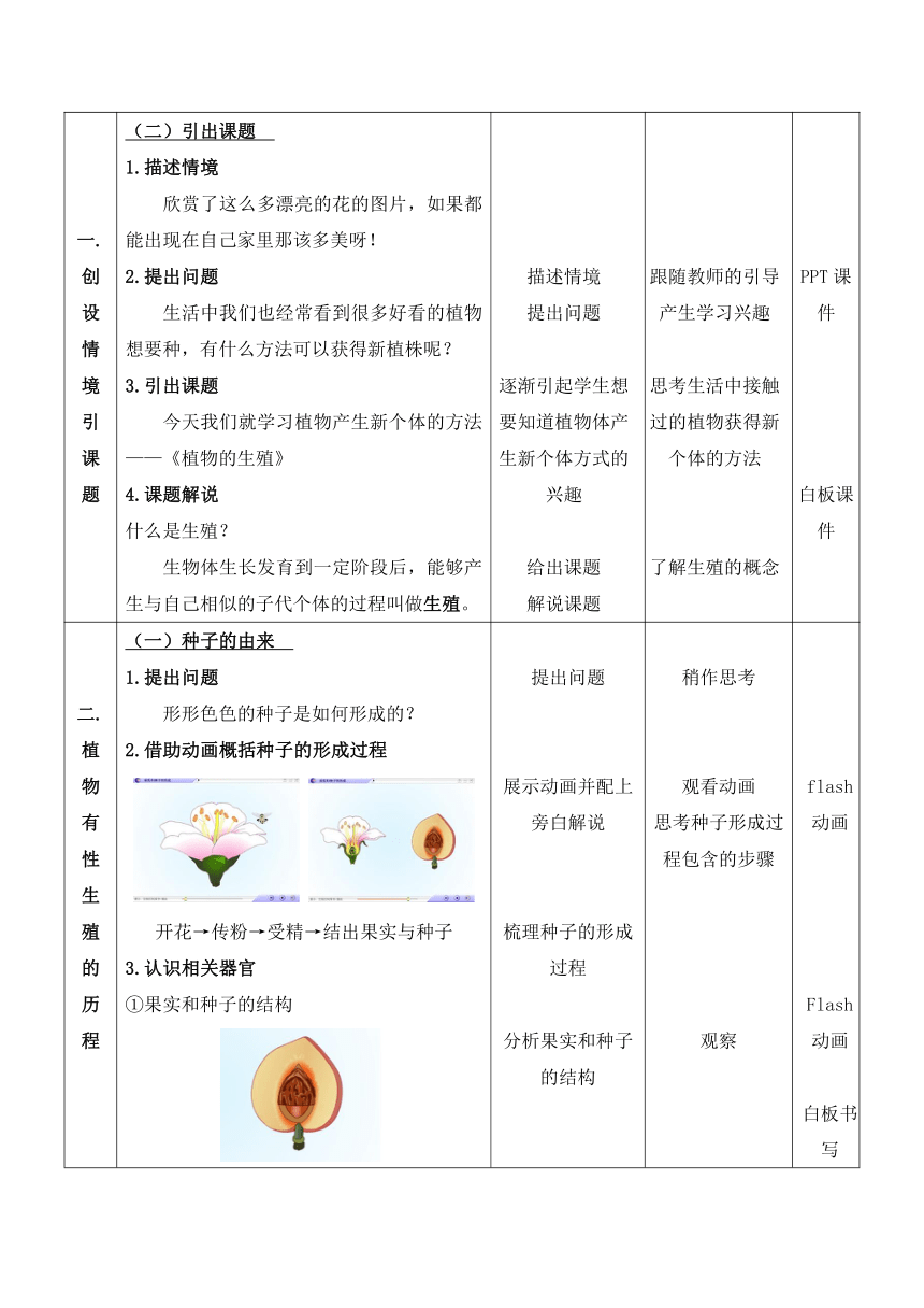 苏科版生物八年级上册 7.19.1 植物的生殖 教案