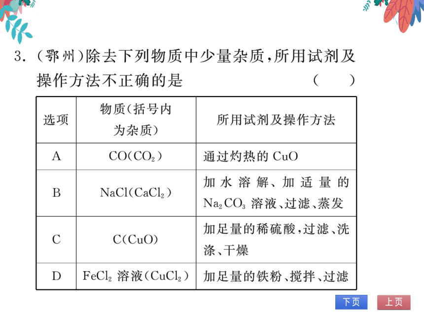 【人教版】化学九年级下册-第十一单元 专题五 物质的除杂与鉴别 (习题课件)