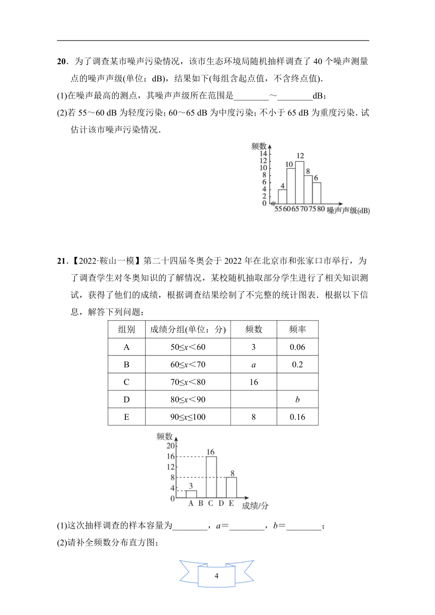 华师大版数学九年级下册  第28章样本与总体  综合素质评（含答案）