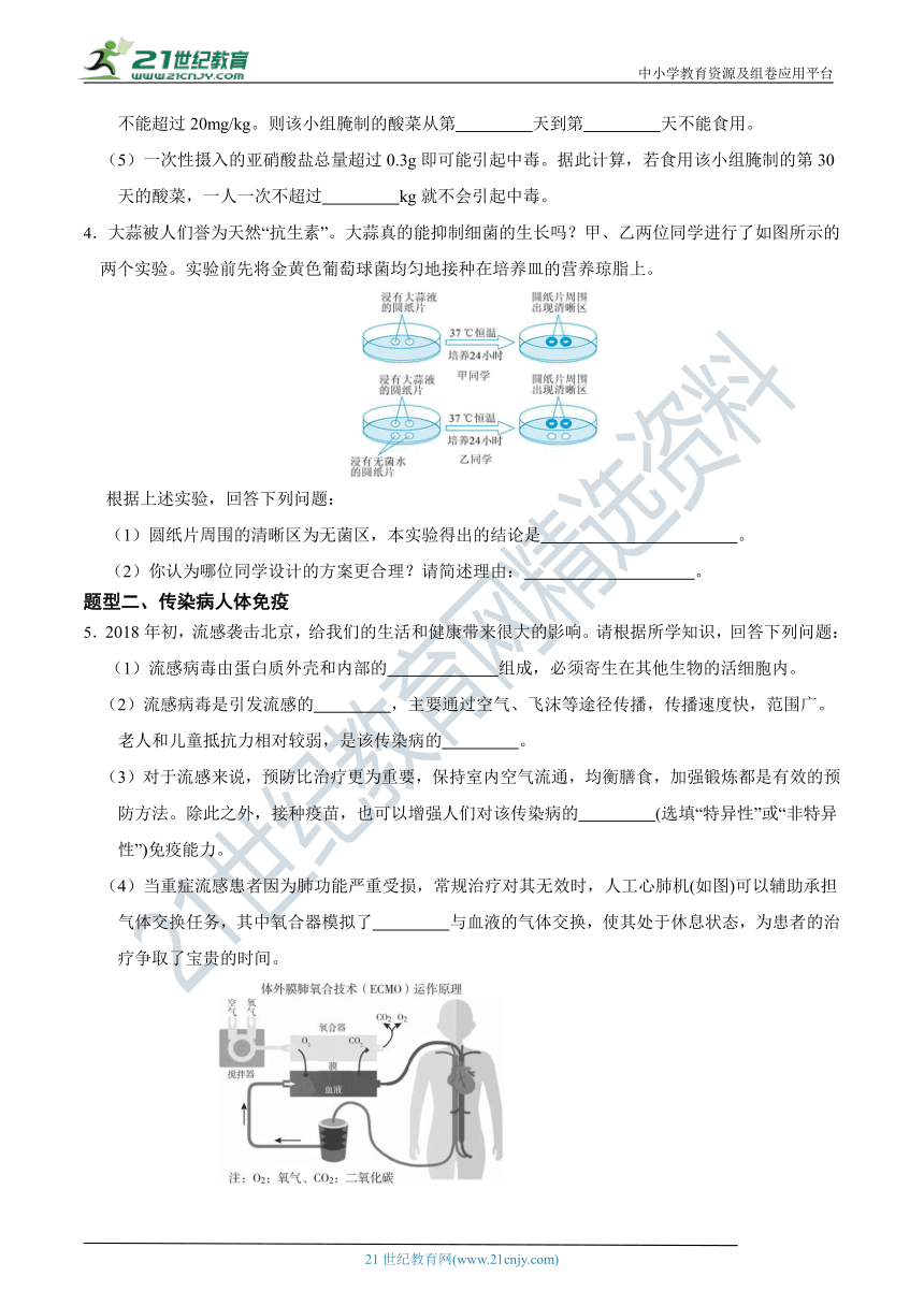 【备考科学中考2022】冲刺满分压轴培优 03 微生物与传染病探究（含答案）