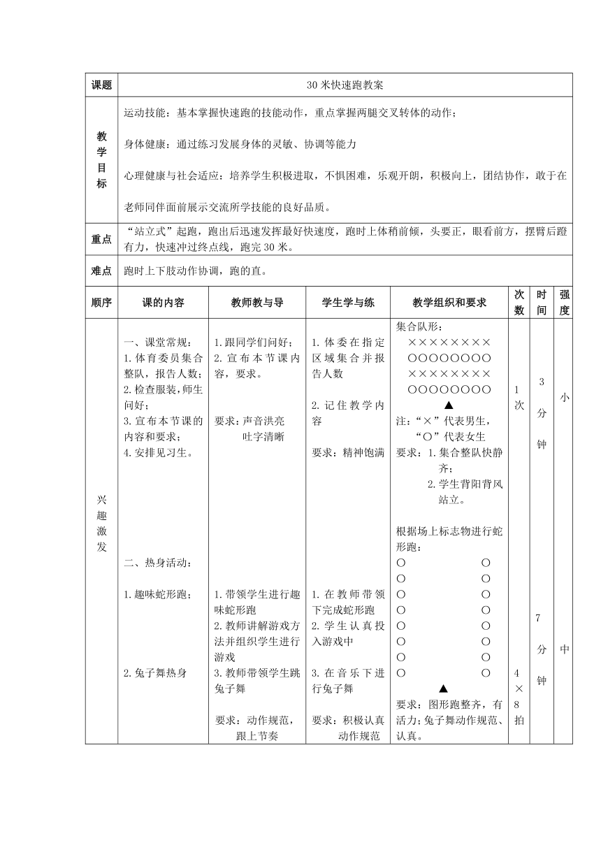 体育与健康人教3～4年级全一册50米快速跑教案