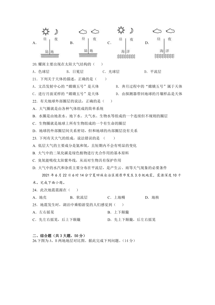 江西省新高考统编版2021-2022学年高一上学期开学摸底测试地理试题（Word版含答案）