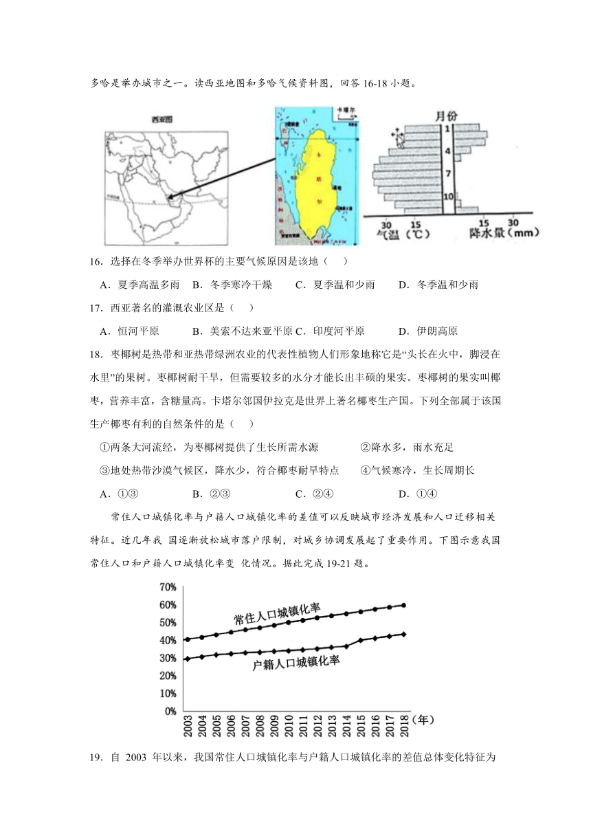 2022年广东省中考地理模拟试题（1）(word版含答案)