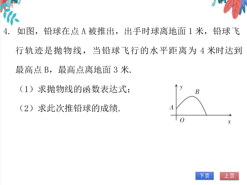 【北师大版】数学九(下) 2.4.2 二次函数的应用（2）——抛物线型问题 同步练习本（课件版）