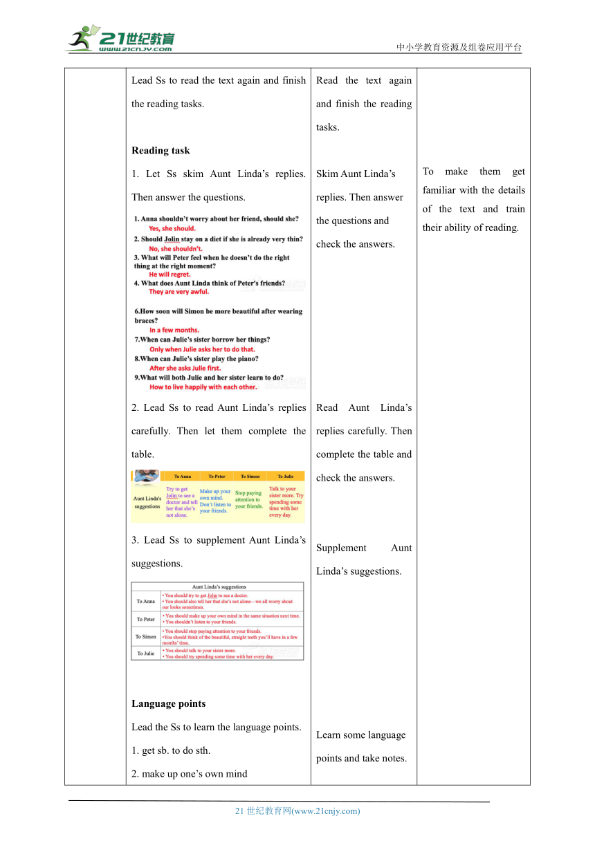 Unit 4 Problems and advice 第5课时More practice, Culture corner & Project 教案