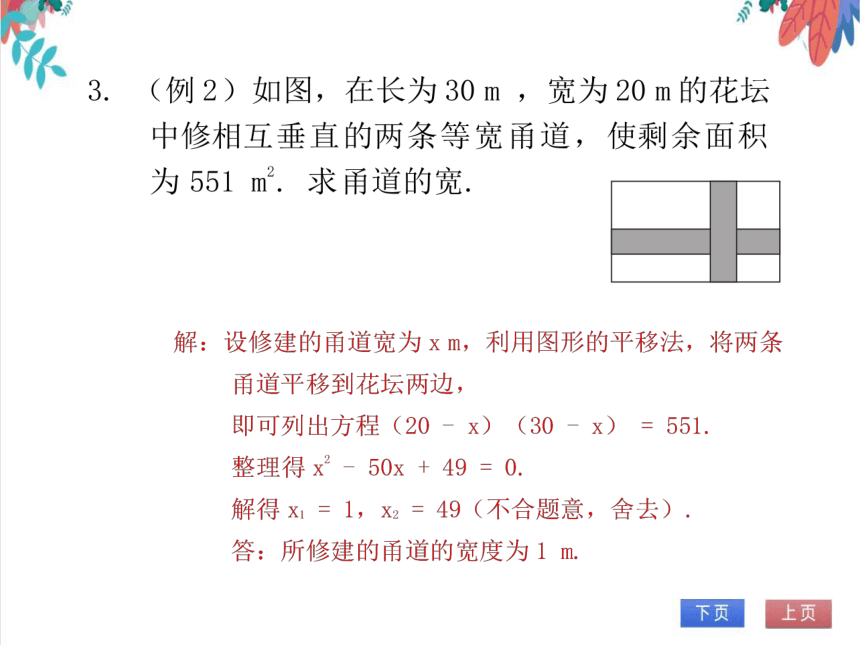 【北师大版】数学九(上) 2.3.3 利用一元二次方程解决面积问题 同步练习本（课件版）