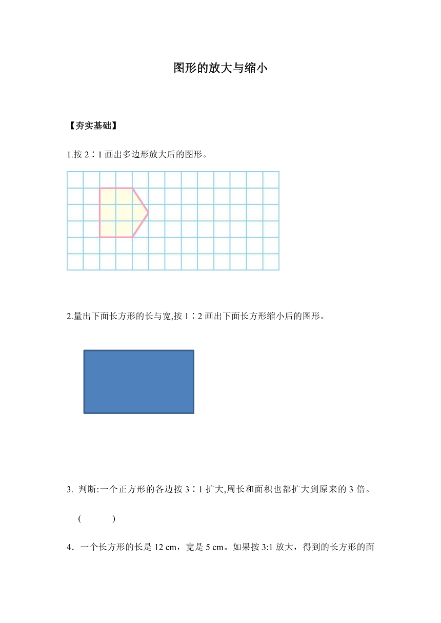 【课课练】六年级数学下册 4.3.4图形的放大与缩小（习题）