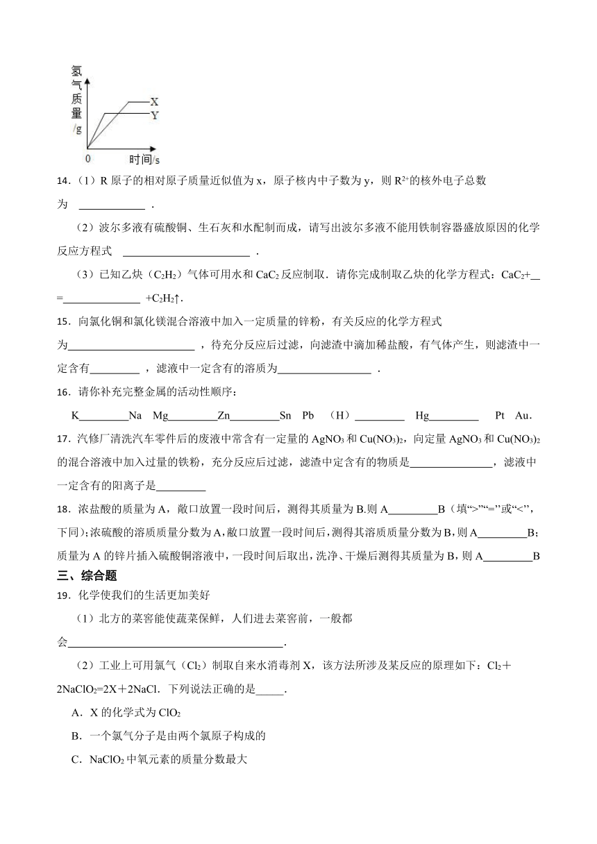 4.3 钢铁的锈蚀与防护 同步练习（含答案） 2022-2023学年鲁教版（五四制）九年级全册化学