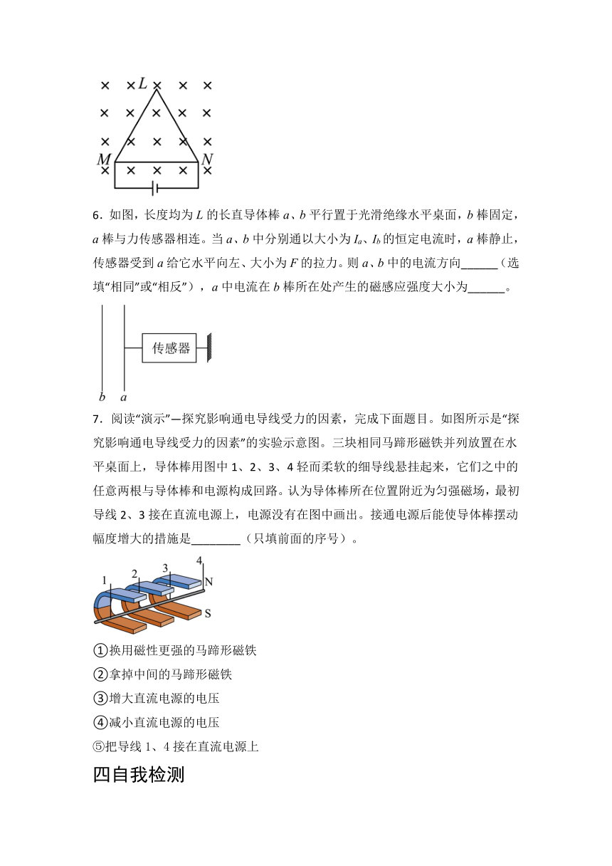 1.1磁场对通电导线的作用力 学案 人教版（2019）选择性必修第二册