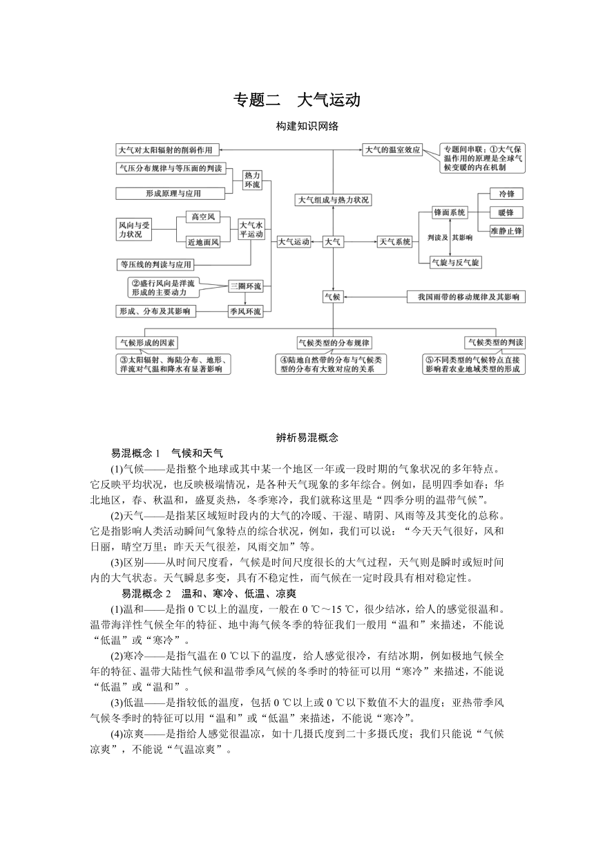 2023届高三地理二轮专题复习学案 专题二 大气运动