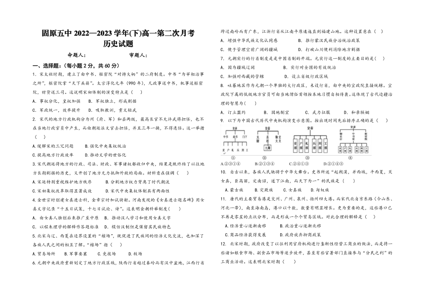 宁夏固原市第五中学2022-2023学年高一下学期第二次月考历史试题（PDF版无答案）