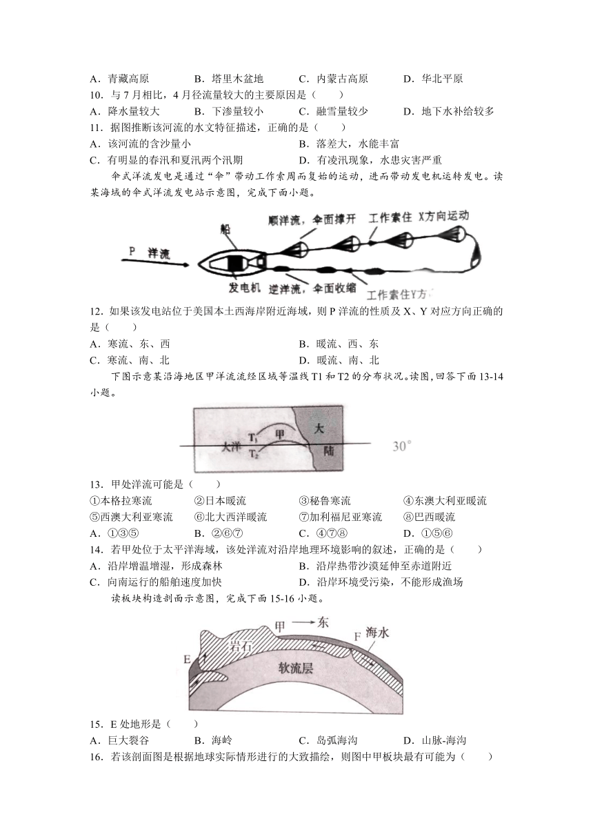 辽宁省沈阳市郊联体2021-2022学年高二上学期10月月考地理试题（Word版含答案）