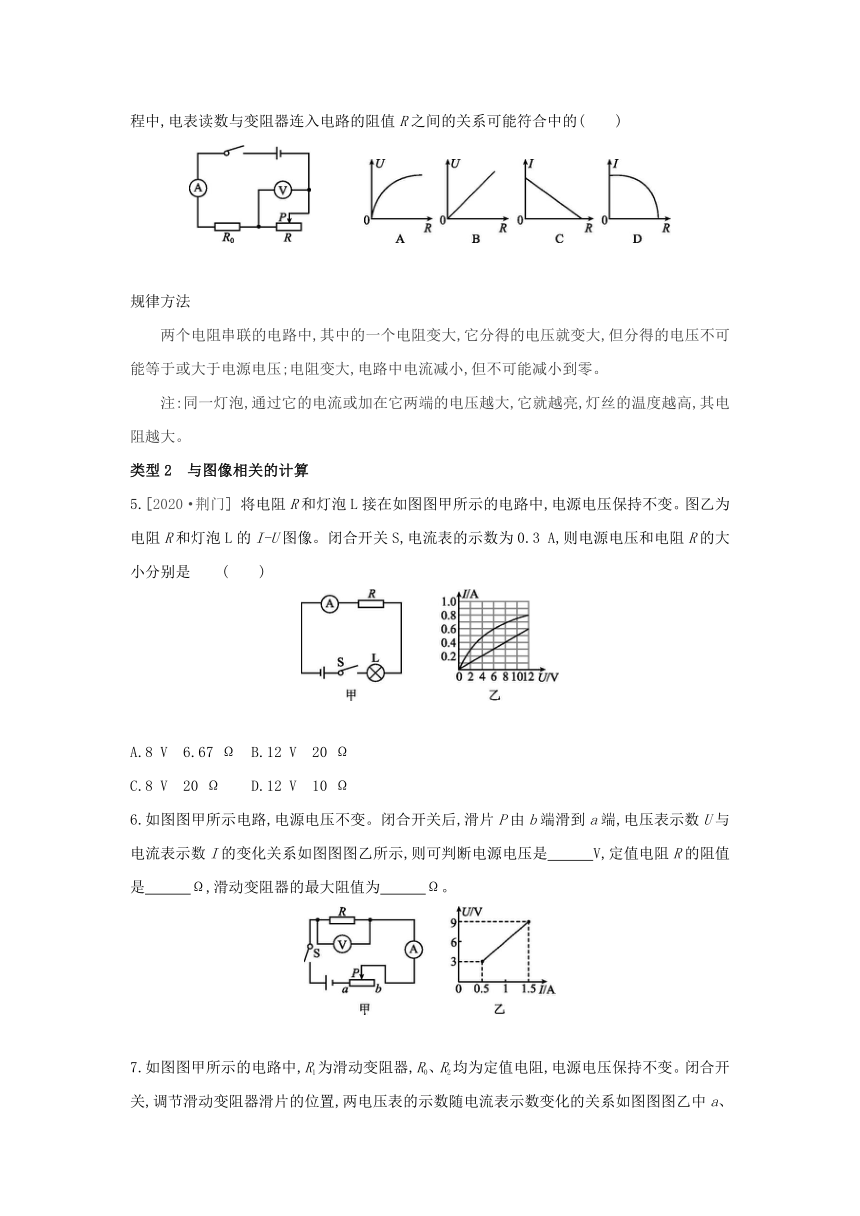 粤沪版物理九年级上册同步提优训练：第十四章  探究欧姆定律  专题训练　图像问题（Word有答案）