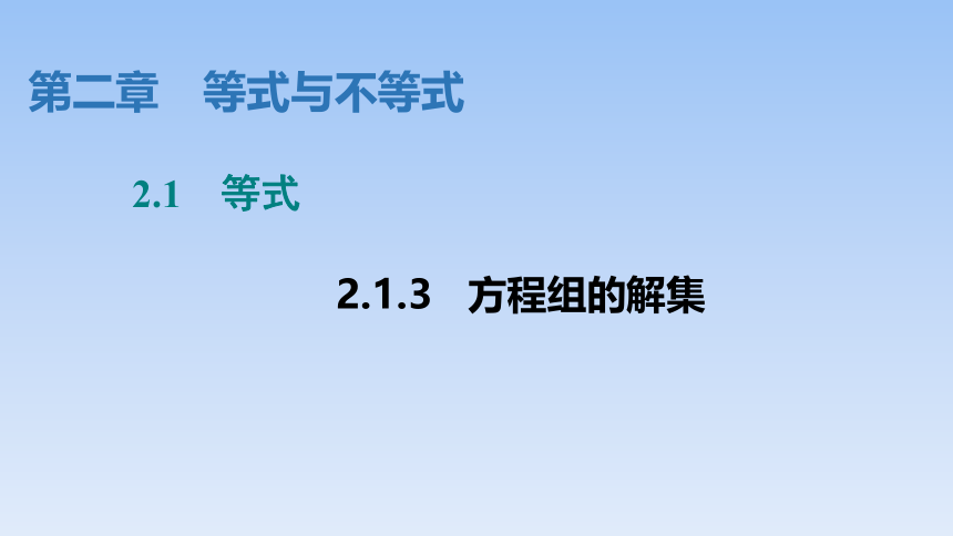 人教B版（2019）高中数学必修第一册  2.1.3方程组的解集 课件（共26张PPT）