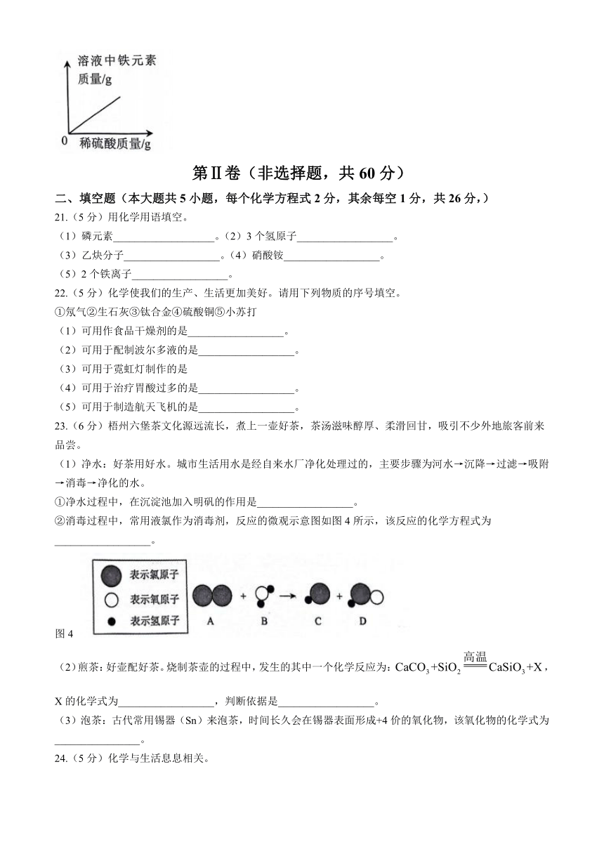 2024年广西梧州市中考第一次抽样调研测试化学试卷（含答案）