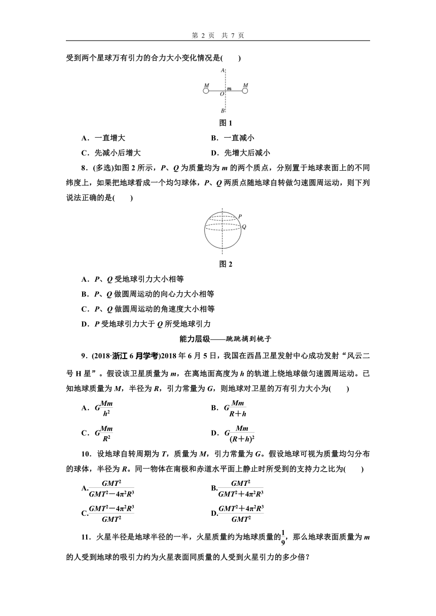 教科版（2019） 必修 第二册 3.2 万有引力定律课时跟踪检测（八）  万有引力定律（含答案）