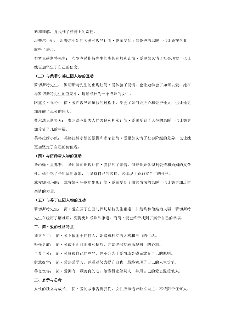 中考语文名著阅读《简爱》女性成长专题资料及项目式情境化练习（含答案）