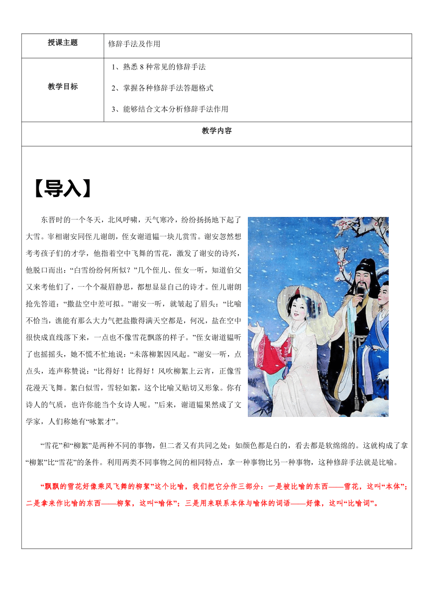 【机构专用】21 记叙文之修辞手法及其作用 讲义—2022年六年级升七年级语文暑假辅导（含答案）