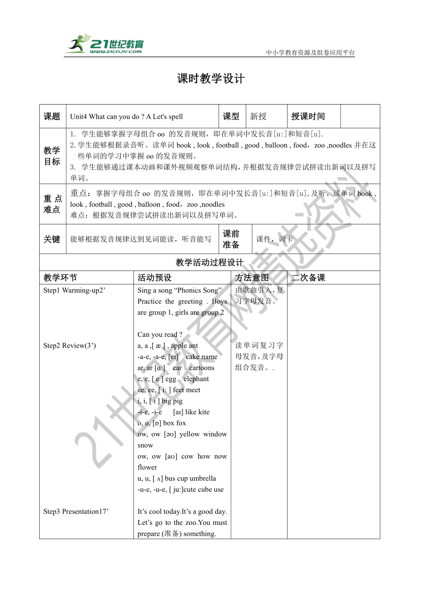 Unit4 What can you do  A Let's spell优质教案