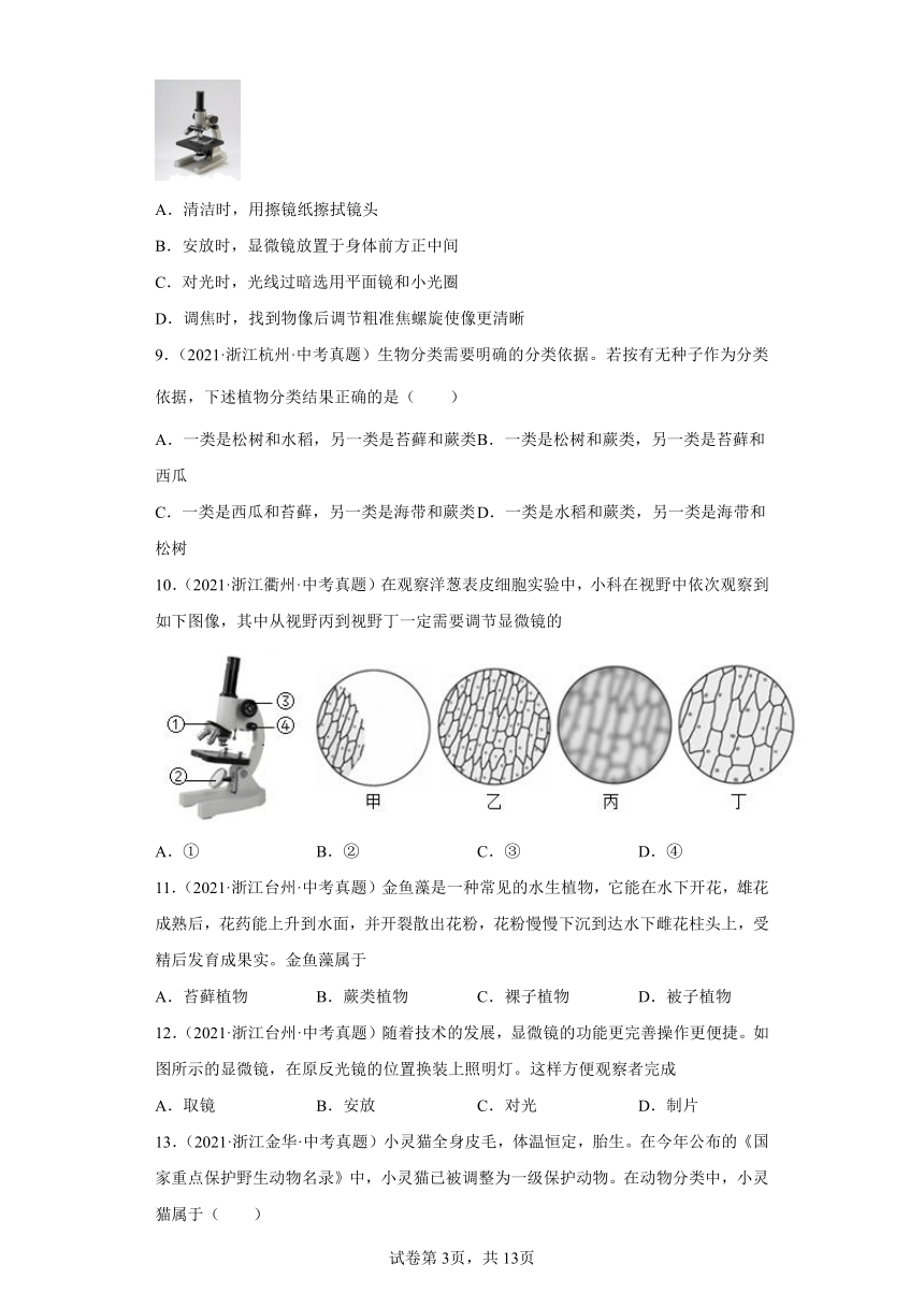 03观察多种多样的生物-浙江省各地区2020-2022中考科学真题汇编（含解析）