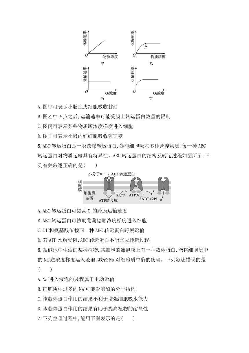 2021-2022学年高一上学期生物人教版必修1---4.2 主动运输与胞吞、胞吐同步练习 （word版含答案带解析））