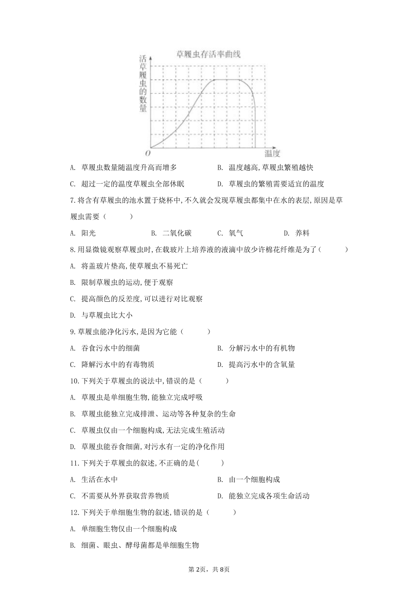 2.2.2单细胞生物同步练习(word版含解析）