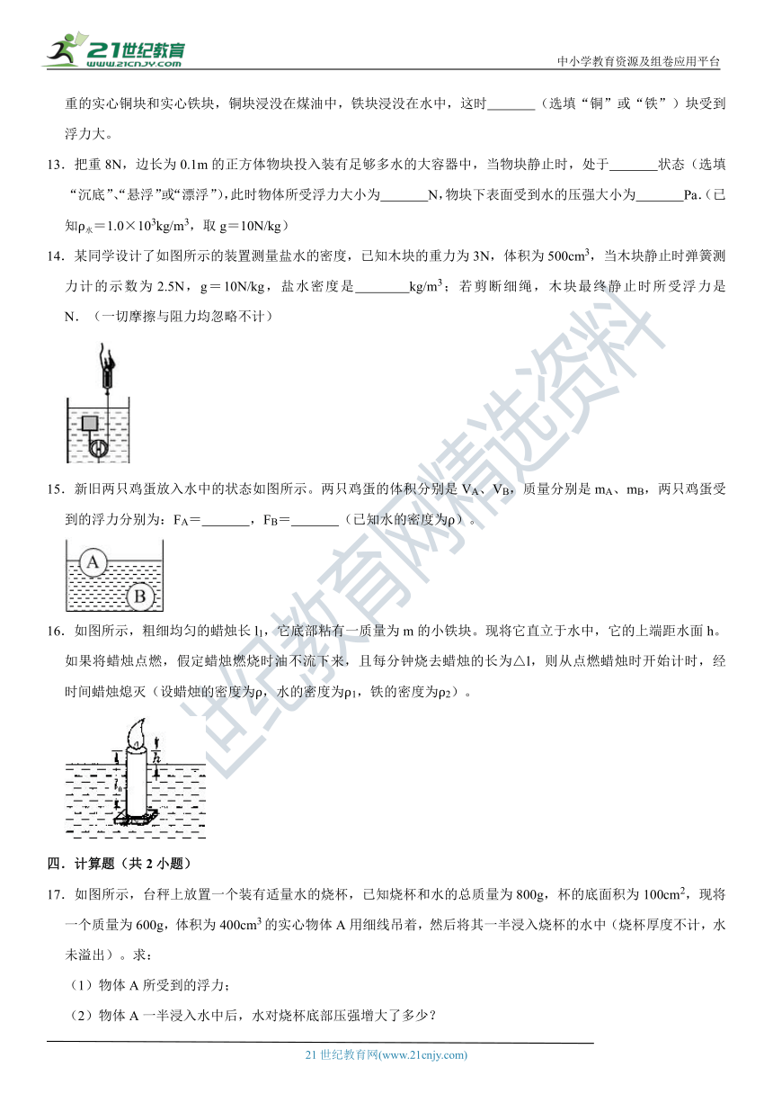 8.阿基米德原理极限挑战训练（含答案及解析）