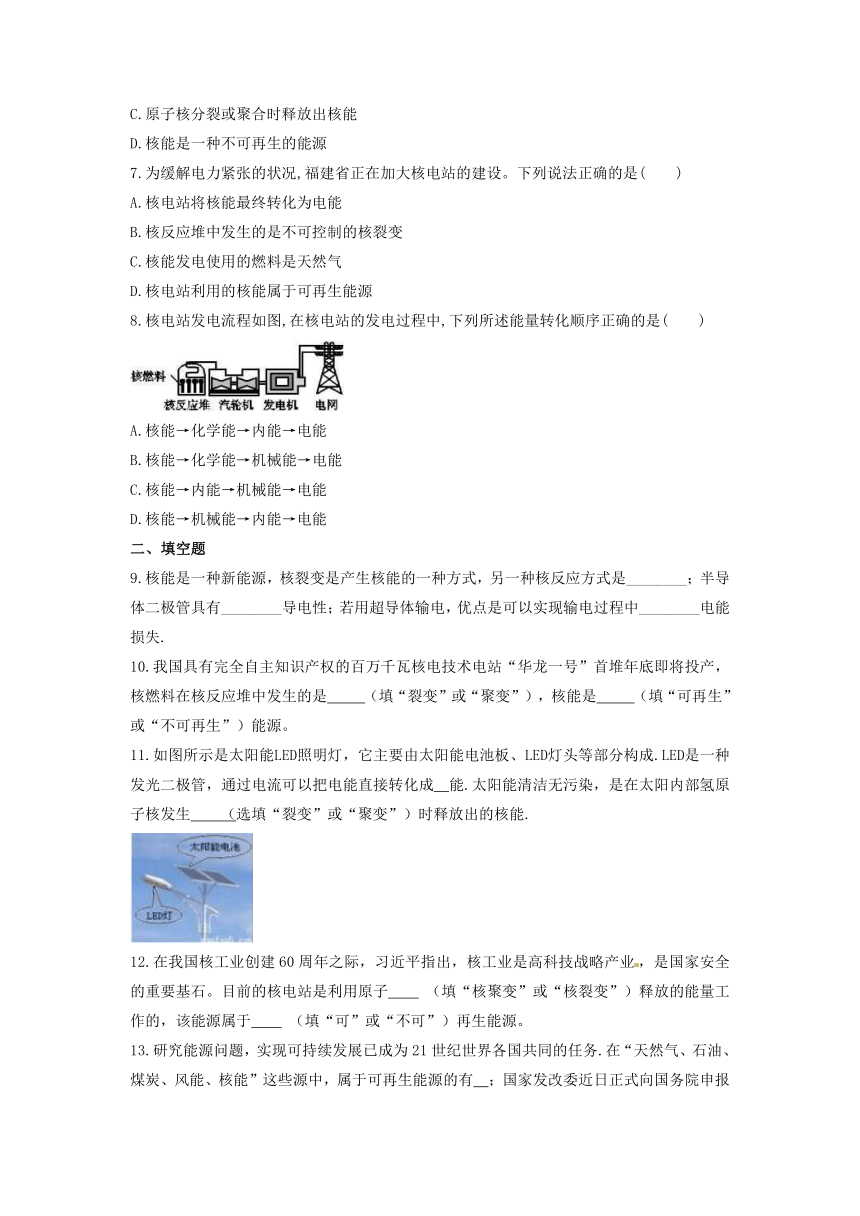 22.2《核能》课时练习（含答案）2021-2022学年人教版物理九年级全册