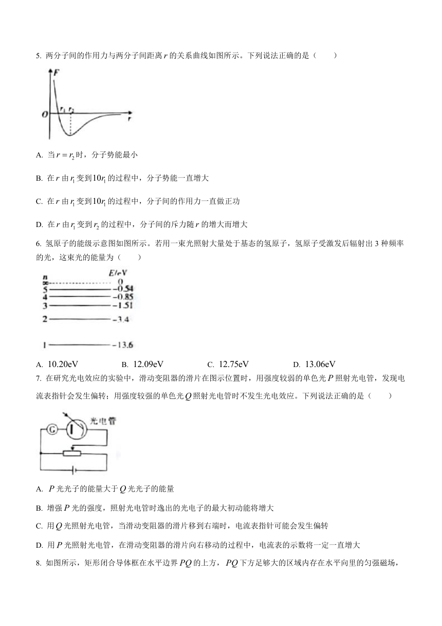 吉林省白城市2020-2021学年高二下学期期末考试物理试题 Word版含答案